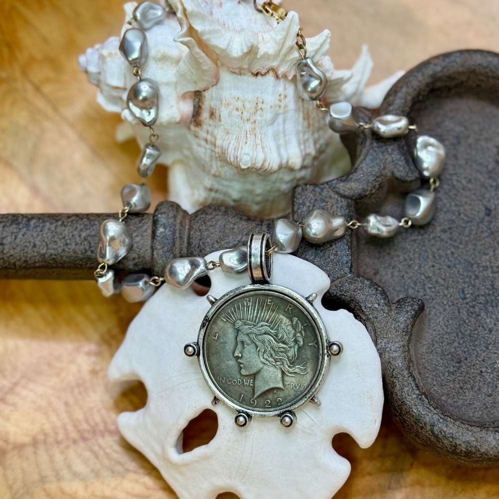 Liberty Coin Baroque Pearl Necklace - Picture 3 of 3